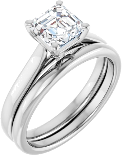 14K White 6 mm Asscher Engagement Ring Mounting (6)