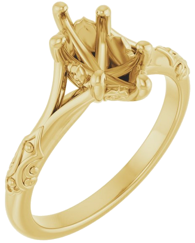 Sužadėtuvių Žiedas „Solitaire Sculptural“ 14k yellow gold Marquise 10mm x 5mm (1)