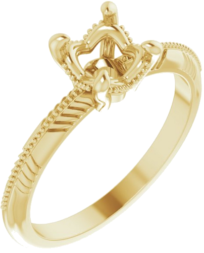 14K Yellow 6.5 mm Round Solitiare Engagement Ring Mounting (1)