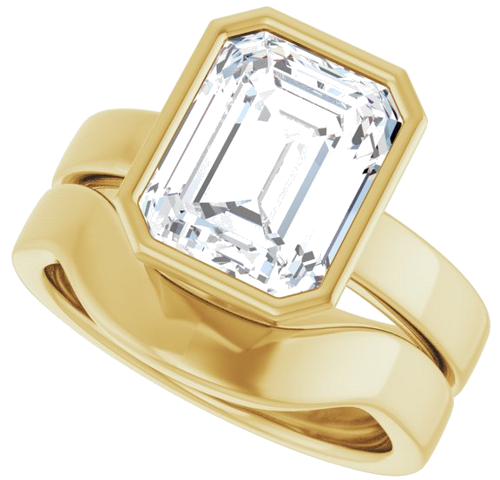 Sužadėtuvių Žiedas „Bezel-Set Solitaire“ 14k yellow gold Emerald 10mm x 8mm (10)