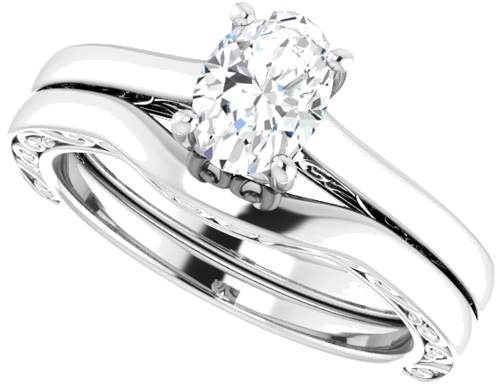 10K White  7x5 mm Oval Solitaire Engagement Ring Mounting (10)