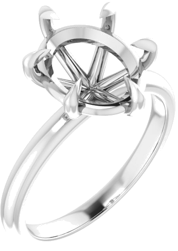 14K White 11x9 mm Oval Solitaire Engagement Ring Mounting (1)