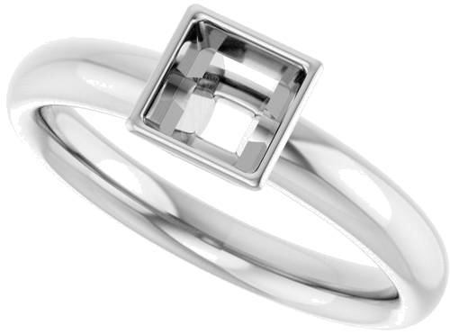 Sužadėtuvių Žiedas „Bezel-Set Solitaire“ 585 Baltojo Aukso Square 4.5mm (5)