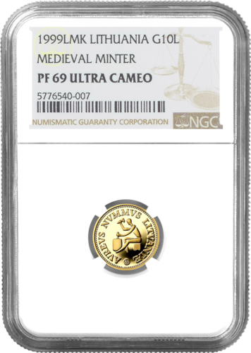 1999 Blacksmith Lithuania 10 litas gold coin PF 69 ULTRA CAMEO (1)
