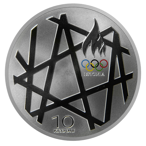 2008 Igaunija Pekinas Olimpiskās spēles 10 kronu sudraba monēta (1)