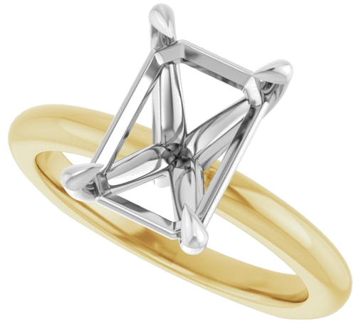Sužadėtuvių Žiedas „Claw-Prong Euro Shank“ 14k yellow/white gold Emerald 10mm x 7mm (5)