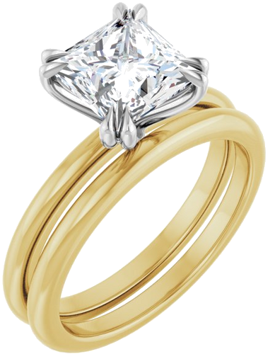 Sužadėtuvių Žiedas „Double Claw-Prong“ 14k yellow/white gold Square 7mm (6)