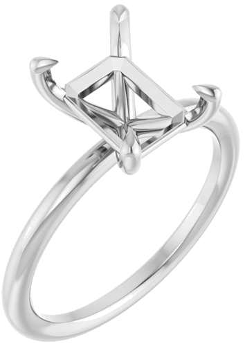 Sužadėtuvių Žiedas „Claw-Prong Solitaire“ 14k white gold Emerald 9mm x 7mm (1)