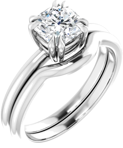 Sužadėtuvių Žiedas „Double Claw-Prong Solitaire“ 10k white gold Cushion 6mm (6)