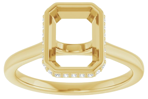 Sužadėtuvių Žiedas „Hidden Halo-Style“ 14k yellow gold Emerald 9mm x 7mm (3)