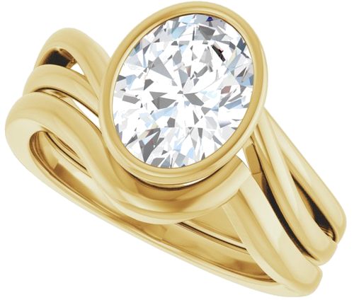 Sužadėtuvių Žiedas „Bezel-Set“ 14k yellow gold Oval 9mm x 7mm (10)