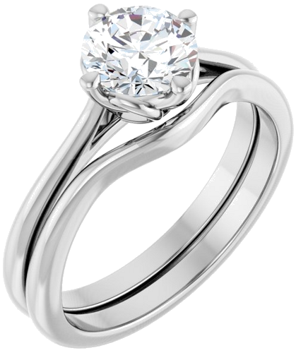 Sužadėtuvių Žiedas „Solitaire“ 14k white gold Round 6.5mm (6)
