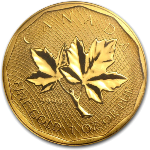 2008 Канада Златна монета от 1 унция.  Кленов лист 99999 (3)