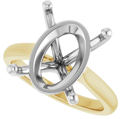 Sužadėtuvių Žiedas 14k yellow/white gold Oval 16mm x 12mm (5)