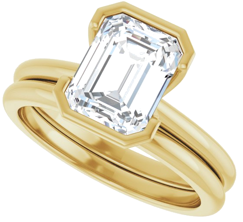 Sužadėtuvių Žiedas „Half-Bezel“ 14k yellow gold Emerald 8.5mm x 6.5mm (10)