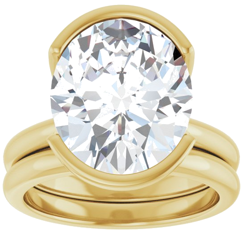 Sužadėtuvių Žiedas „Half-Bezel“ 14k yellow gold Oval 13mm x 11mm (8)