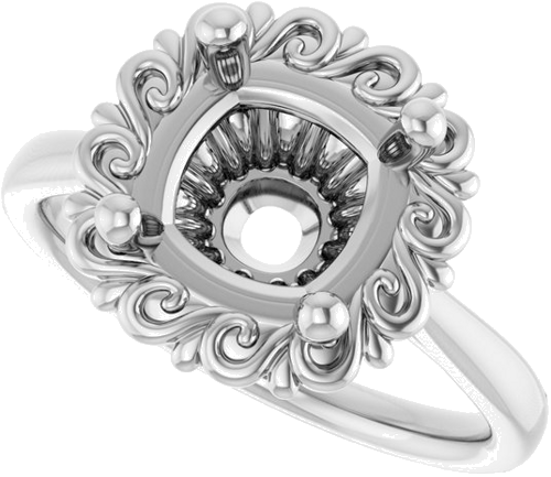 Sužadėtuvių Žiedas „Solitaire“ 14k white gold Cushion 8mm (5)