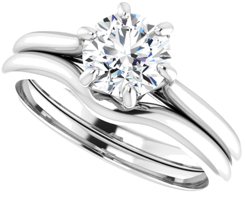 Sužadėtuvių Žiedas „Solitaire“ 14k white gold Round 6.5mm (10)