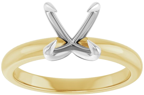 14K Yellow White 8 mm Round Solitaire Engagement Ring Mounting (3)