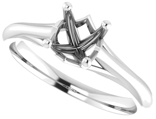 Sužadėtuvių Žiedas „Solitaire“ 585 Baltojo Aukso Round 6mm (5)