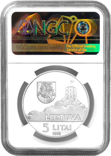 1998 Unicef Pasaulio Vaikai 5 litai sidabrinė moneta PF 69 ULTRA CAMEO (2)