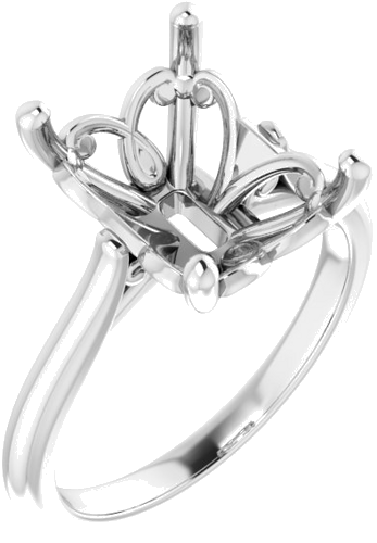 Sužadėtuvių Žiedas „Solitaire“ 14k white gold Emerald 11mm x 9mm (1)