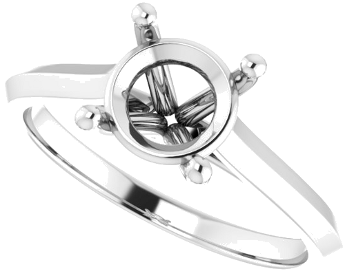 14K White 7.4 mm Round Solitaire Engagement Ring Mounting (5)