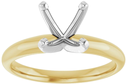 14K Yellow   White 6.6-7.2 mm Round 4-Prong Solitaire Ring Mounting (8)