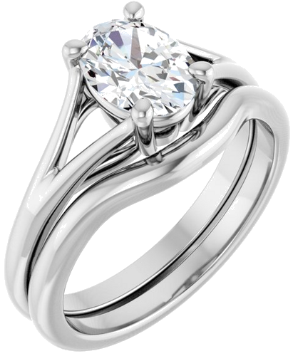 Sužadėtuvių Žiedas „Solitaire Split-Shank“ 14k white gold Oval 8mm x 6mm (6)