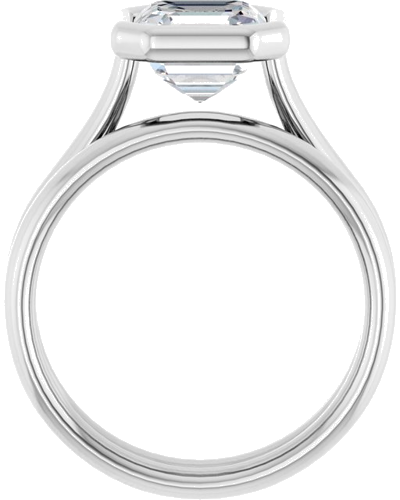 14K White  7 mm Asscher Solitaire Engagement Ring Mounting (7)