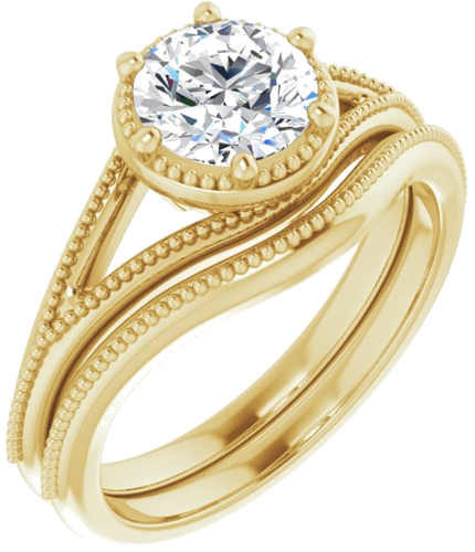14K Yellow 6.5 mm Round Solitaire Engagement Ring Mounting (6)