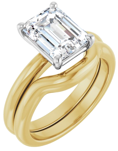 Sužadėtuvių Žiedas 14k yellow/white gold Emerald 9mm x 7mm (6)