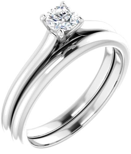 14K White 4.1 mm Round Solitaire Engagement Ring Mounting (6)