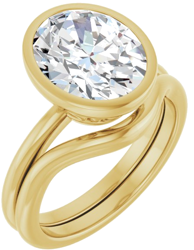 Sužadėtuvių Žiedas „Bezel-Set“ 18k yellow gold Oval 11mm x 9mm (6)