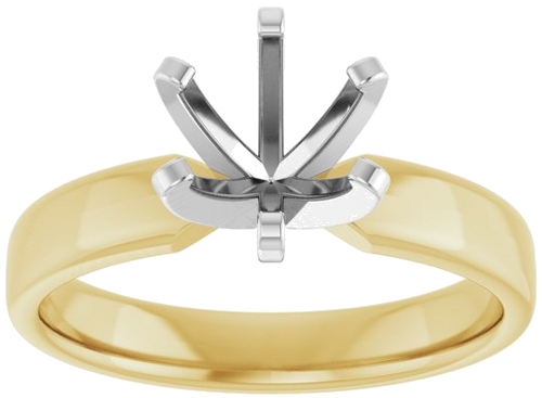 14K Yellow White 7 mm Round Solitaire Engagement Ring Mounting (3)
