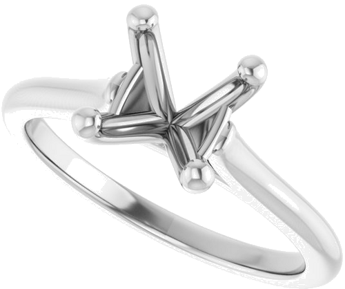 14K White 7 mm Cushion Solitaire Engagement Ring Mounting (5)