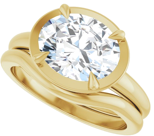 Sužadėtuvių Žiedas „Claw-Prong Solitaire Bezel-Style“ 14k yellow gold Oval 10mm x 8mm (10)