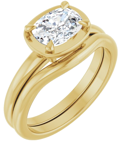 Sužadėtuvių Žiedas „Claw-Prong Solitaire Bezel-Style“ 14k yellow gold Elongated Cushion 7.5mm x 5.5mm (6)