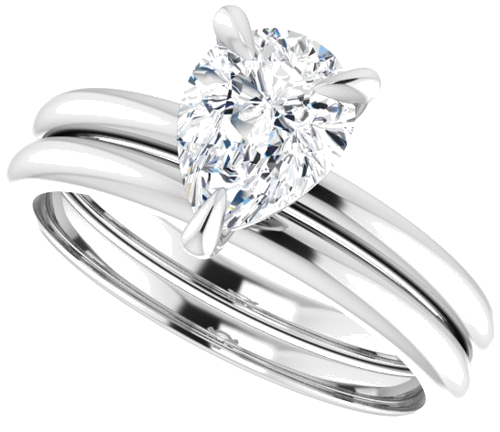 14K White  8x6 mm Pear Solitaire Engagement Ring Mounting (10)