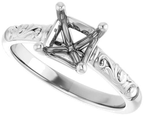 Sužadėtuvių Žiedas „Solitaire“ 585 Baltojo Aukso Asscher 6mm (5)