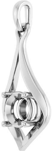 14K White  6.5 mm Round Pendant Mounting (2)