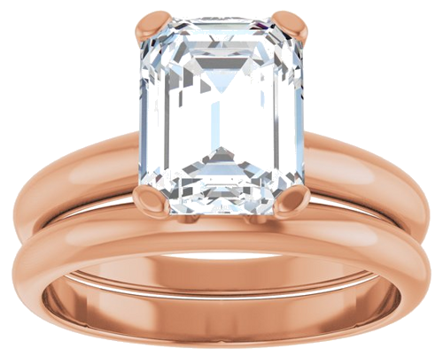 Sužadėtuvių Žiedas „Solitaire“ 14k rose gold Emerald 9mm x 7mm (8)