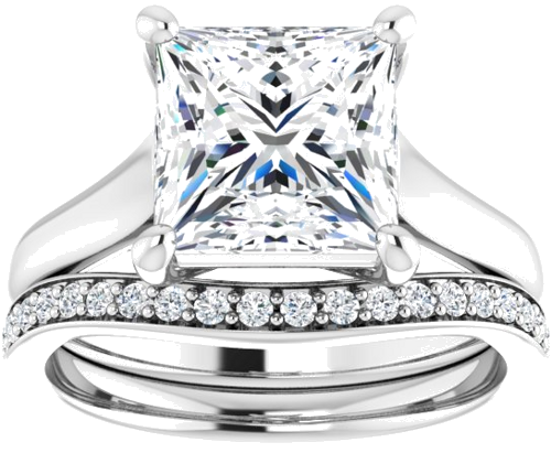 14K White 8 mm Square Solitaire Engagement Ring Mounting (8)