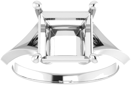 Sužadėtuvių Žiedas „Solitaire Split Shank“ 14k white gold Square 8mm (3)