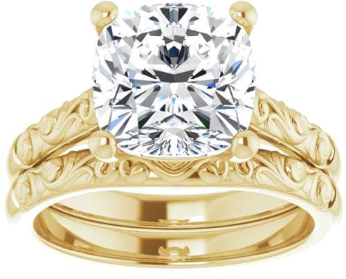 14K Yellow 9 mm Cushion Solitaire Engagement Ring Mounting (8)