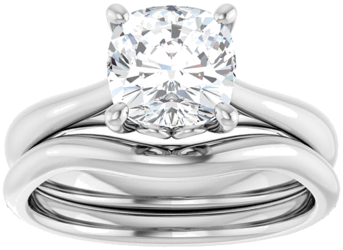 14K White  7 mm Cushion Solitaire Engagement Ring Mounting (8)