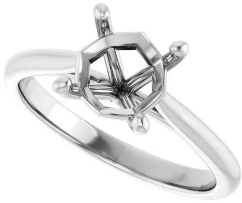 14K White 7 mm Cushion Solitaire Engagement Ring Mounting (5)