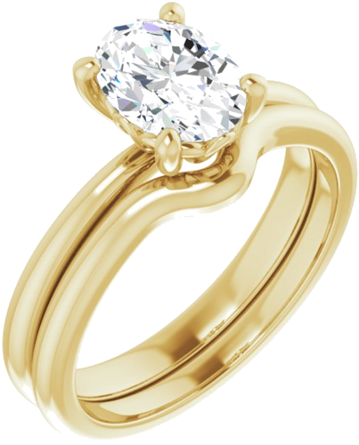 Sužadėtuvių Žiedas „Solitaire“ 585 Geltonojo Aukso Oval 8mm x 6mm (6)