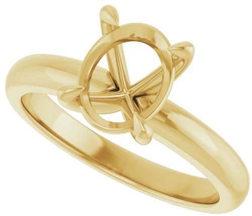 14K Yellow 9x7 mm Oval Solitaire Engagement Ring Mounting (5)