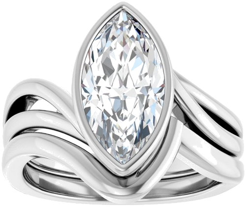 Sužadėtuvių Žiedas „Bezel-Set“ 10k white gold Marquise 13mm x 6.5mm (8)